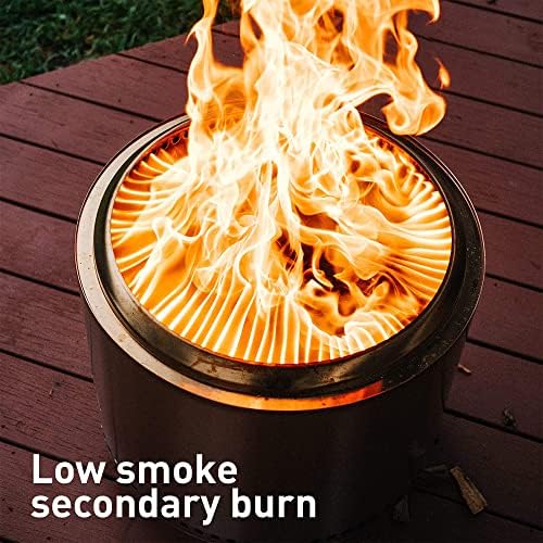 תנור סולו יוקון 2.0 עם מעמד, בור אש ללא עישון | אח שריפת עץ ניידת עם מחבת אפר נשלפת, אש גדולה חיצונית,